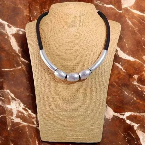 NKULTD Jewelry - 🆕️Handmade Silver Plated Statement Necklace Genuine Leather by Turkish Artisans